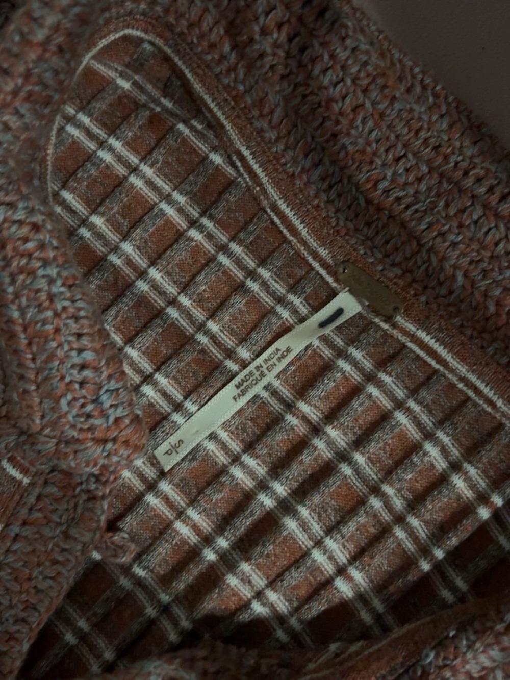 Free People Long Sleeve in Rust Brown Plaid - Picture 2 of 2